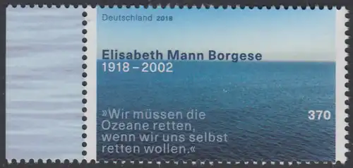 BUND 2018 Michel-Nummer 3375 postfrisch EINZELMARKE RAND links