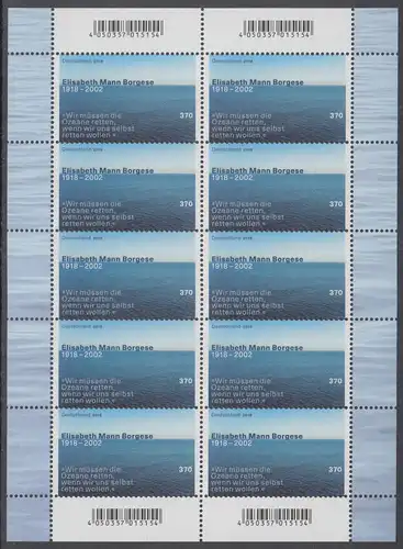 BUND 2018 Michel-Nummer 3375 postfrisch BOGEN(10)