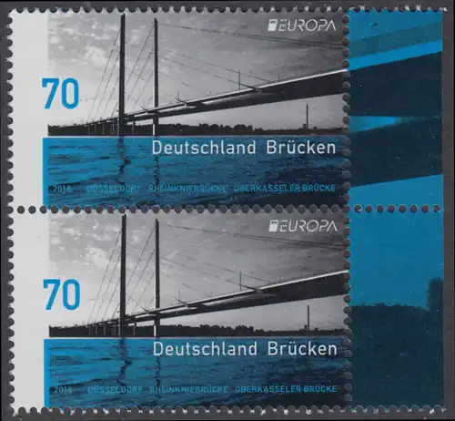 BUND 2018 Michel-Nummer 3383 postfrisch vert.PAAR RÄNDER rechts 