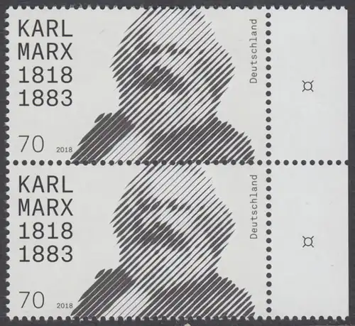 BUND 2018 Michel-Nummer 3384 postfrisch vert.PAAR RÄNDER rechts