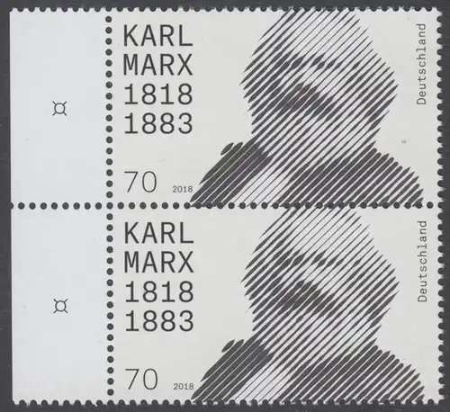 BUND 2018 Michel-Nummer 3384 postfrisch vert.PAAR RÄNDER links