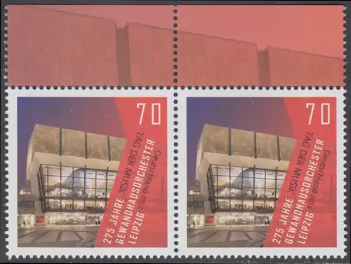 BUND 2018 Michel-Nummer 3385 postfrisch horiz.PAAR RÄNDER oben 