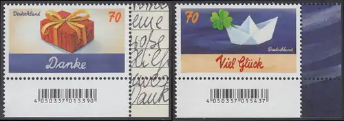 BUND 2018 Michel-Nummer 3386-3387 postfrisch SATZ(2) EINZELMARKEN ECKRÄNDER unten rechts