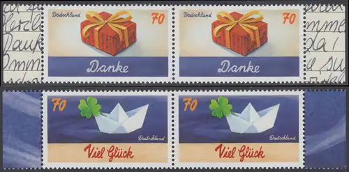 BUND 2018 Michel-Nummer 3386-3387 postfrisch SATZ(2) horiz.PAARE RÄNDER rechts/links (c)