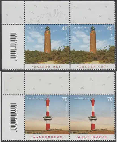 BUND 2018 Michel-Nummer 3391-3392 postfrisch SATZ(2) horiz.PAARE ECKRÄNDER oben links