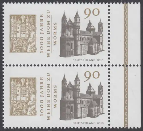 BUND 2018 Michel-Nummer 3394 postfrisch vert.PAAR RÄNDER rechts