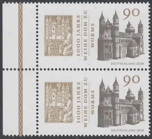 BUND 2018 Michel-Nummer 3394 postfrisch vert.PAAR RÄNDER links