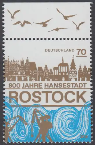 BUND 2018 Michel-Nummer 3395 postfrisch EINZELMARKE RAND oben (b)