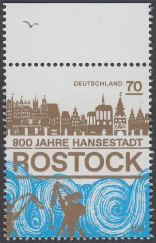 BUND 2018 Michel-Nummer 3395 postfrisch EINZELMARKE RAND oben (c)