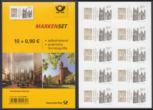 BUND 2018 Michel-Nummer 3398 postfrisch MARKENHEFT -selbstklebend-