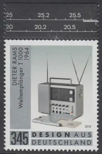 BUND 2018 Michel-Nummer 3400 postfrisch EINZELMARKE RAND oben (a)