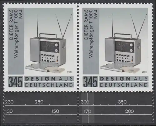 BUND 2018 Michel-Nummer 3400 postfrisch horiz.PAAR RÄNDER unten 