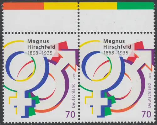 BUND 2018 Michel-Nummer 3403 postfrisch horiz.PAAR RÄNDER oben (a)