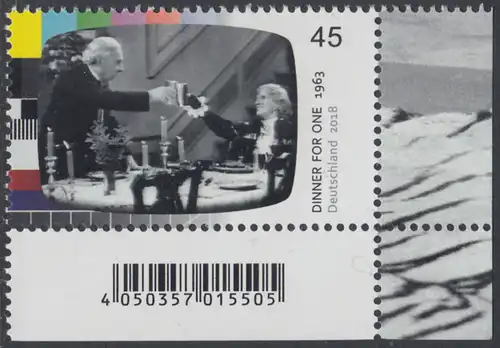 BUND 2018 Michel-Nummer 3415 postfrisch EINZELMARKE ECKRAND unten rechts