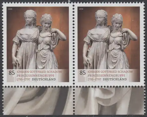 BUND 2018 Michel-Nummer 3416 postfrisch horiz.PAAR RÄNDER unten 