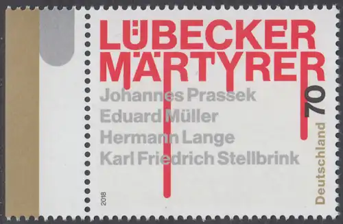 BUND 2018 Michel-Nummer 3417 postfrisch EINZELMARKE RAND links (a)