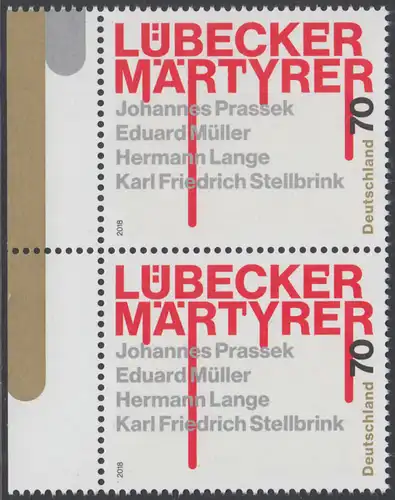 BUND 2018 Michel-Nummer 3417 postfrisch vert.PAAR RÄNDER links 