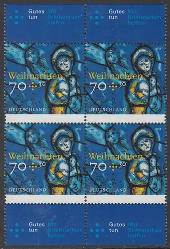 BUND 2018 Michel-Nummer 3418 postfrisch BLOCK RÄNDER oben/unten