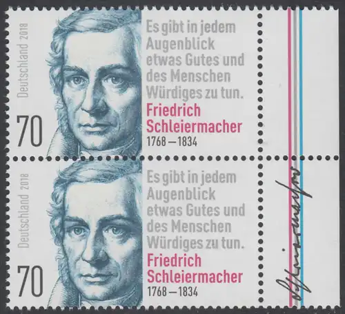 BUND 2018 Michel-Nummer 3419 postfrisch vert.PAAR RÄNDER rechts 