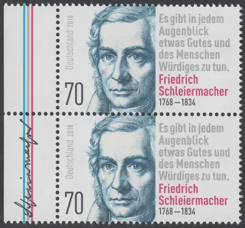 BUND 2018 Michel-Nummer 3419 postfrisch vert.PAAR RÄNDER links (a)