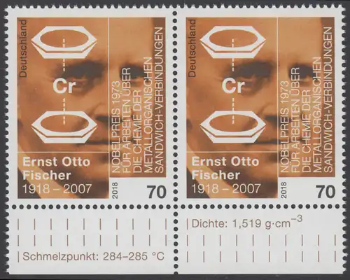 BUND 2018 Michel-Nummer 3420 postfrisch horiz.PAAR RÄNDER unten (b)