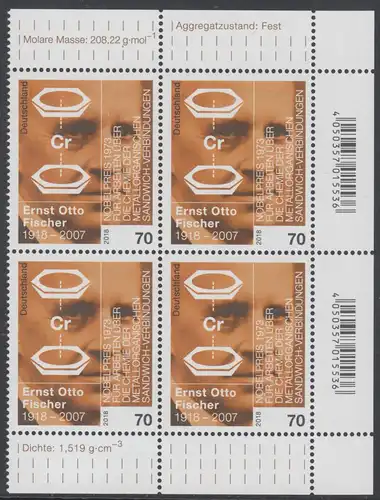 BUND 2018 Michel-Nummer 3420 postfrisch BLOCK ECKRÄNDER oben/unten rechts