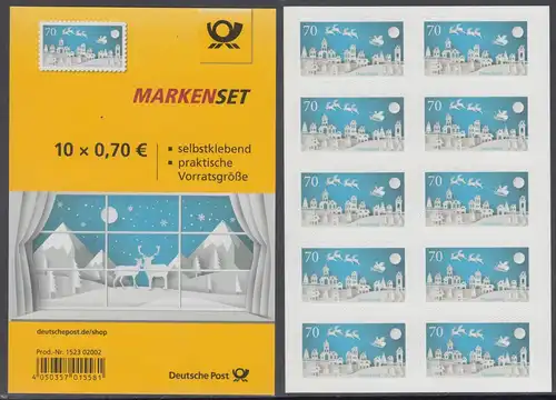 BUND 2018 Michel-Nummer 3423 postfrisch MARKENHEFT(10) (selbstklebend) 