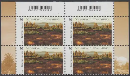 BUND 2018 Michel-Nummer 3428 postfrisch BLOCK ECKRÄNDER oben rechts/links 