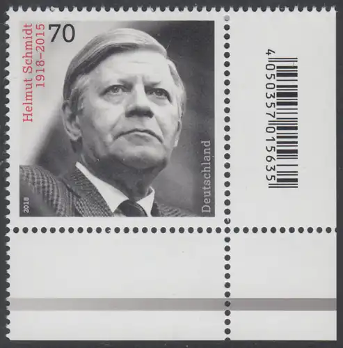 BUND 2018 Michel-Nummer 3429 postfrisch EINZELMARKE ECKRAND unten rechts