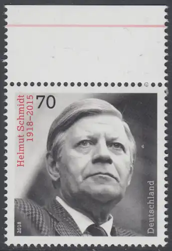 BUND 2018 Michel-Nummer 3429 postfrisch EINZELMARKE RAND oben (c)