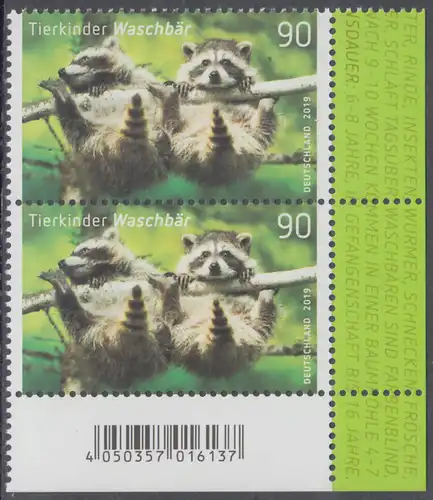 BUND 2019 Michel-Nummer 3434 postfrisch vert.PAAR ECKRAND unten rechts