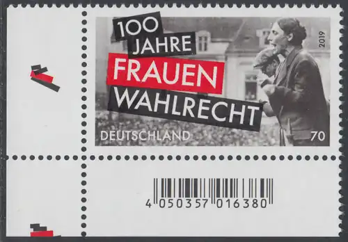 BUND 2019 Michel-Nummer 3435 postfrisch EINZELMARKE ECKRAND unten links