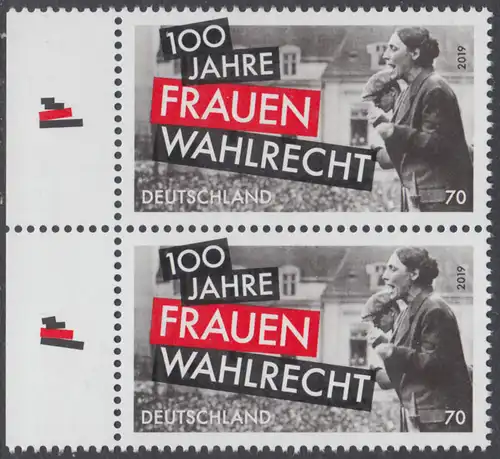 BUND 2019 Michel-Nummer 3435 postfrisch vert.PAAR RÄNDER links