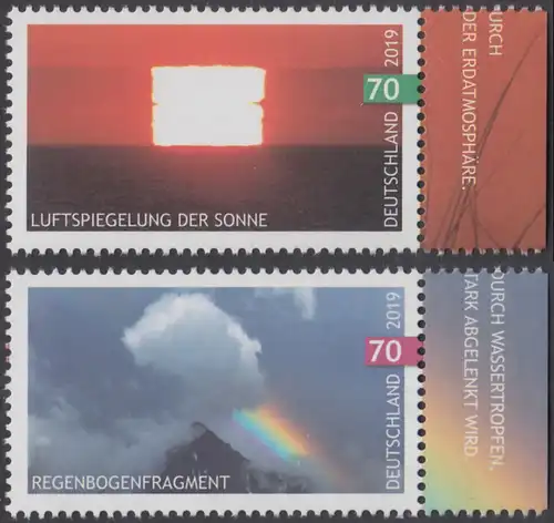 BUND 2019 Michel-Nummer 3441-3442 postfrisch SATZ(2) EINZELMARKEN RÄNDER rechts (b)