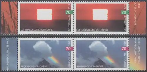 BUND 2019 Michel-Nummer 3441-3442 postfrisch SATZ(2) horiz.PAARE RÄNDER rechts/links (b)