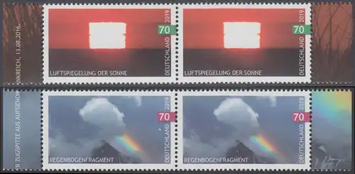 BUND 2019 Michel-Nummer 3441-3442 postfrisch SATZ(2) horiz.PAARE RÄNDER rechts/links (c)