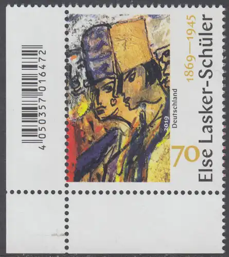 BUND 2019 Michel-Nummer 3443 postfrisch EINZELMARKE ECKRAND unten links