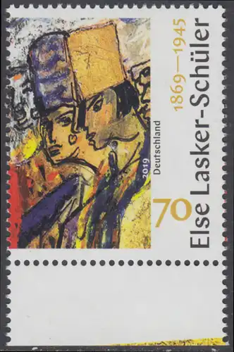 BUND 2019 Michel-Nummer 3443 postfrisch EINZELMARKE RAND unten (b)