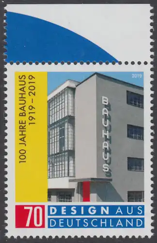 BUND 2019 Michel-Nummer 3453 postfrisch EINZELMARKE RAND oben (b)