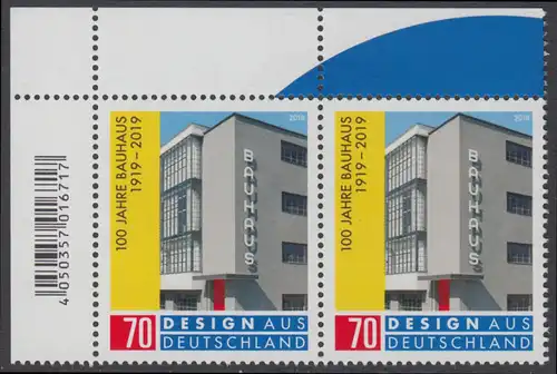 BUND 2019 Michel-Nummer 3453 postfrisch horiz.PAAR ECKRAND oben links