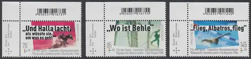 BUND 2019 Michel-Nummer 3460-3462 postfrisch SATZ(3) EINZELMARKEN ECKRÄNDER oben links