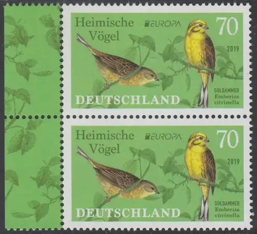 BUND 2019 Michel-Nummer 3463 postfrisch vert.PAAR RÄNDER links