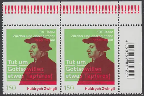 BUND 2019 Michel-Nummer 3464 postfrisch horiz.PAAR ECKRAND oben rechts