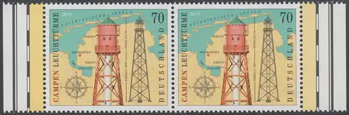 BUND 2019 Michel-Nummer 3465 postfrisch horiz.PAAR RÄNDER rechts/links (b)