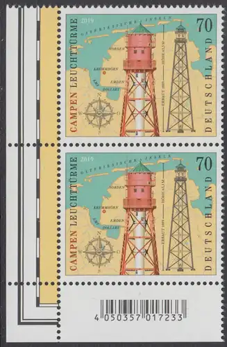 BUND 2019 Michel-Nummer 3465 postfrisch vert.PAAR ECKRAND unten links