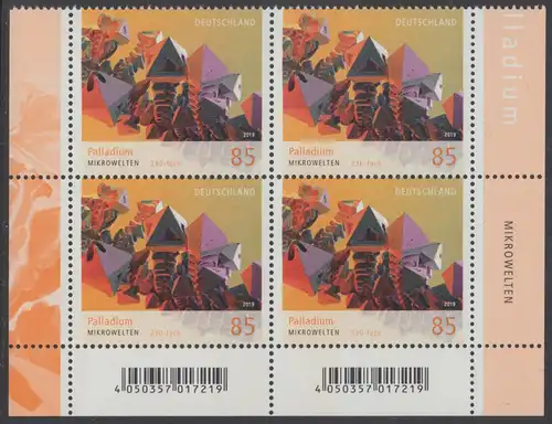 BUND 2019 Michel-Nummer 3466 postfrisch BLOCK ECKRÄNDER unten rechts/links