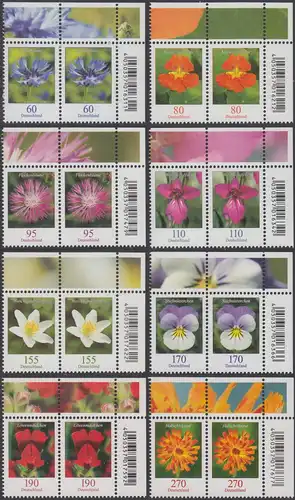 BUND 2019 Michel-Nummer 3468-3475 postfrisch SATZ(8) horiz.PAARE ECKRÄNDER oben rechts