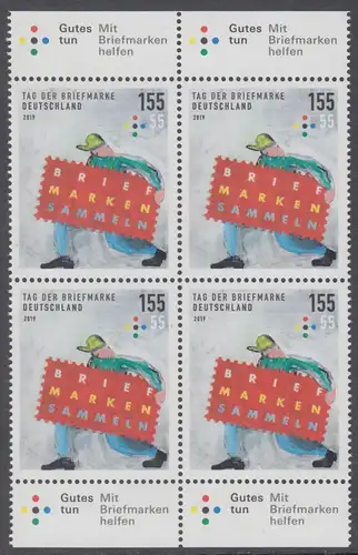 BUND 2019 Michel-Nummer 3491 postfrisch BLOCK RÄNDER oben/unten