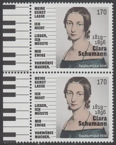 BUND 2019 Michel-Nummer 3493 postfrisch vert.PAAR RÄNDER links 