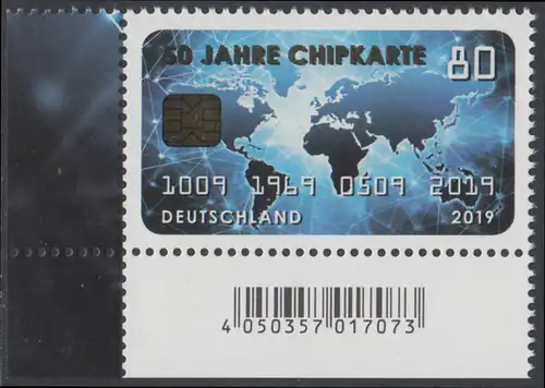 BUND 2019 Michel-Nummer 3494 postfrisch EINZELMARKE ECKRAND unten links